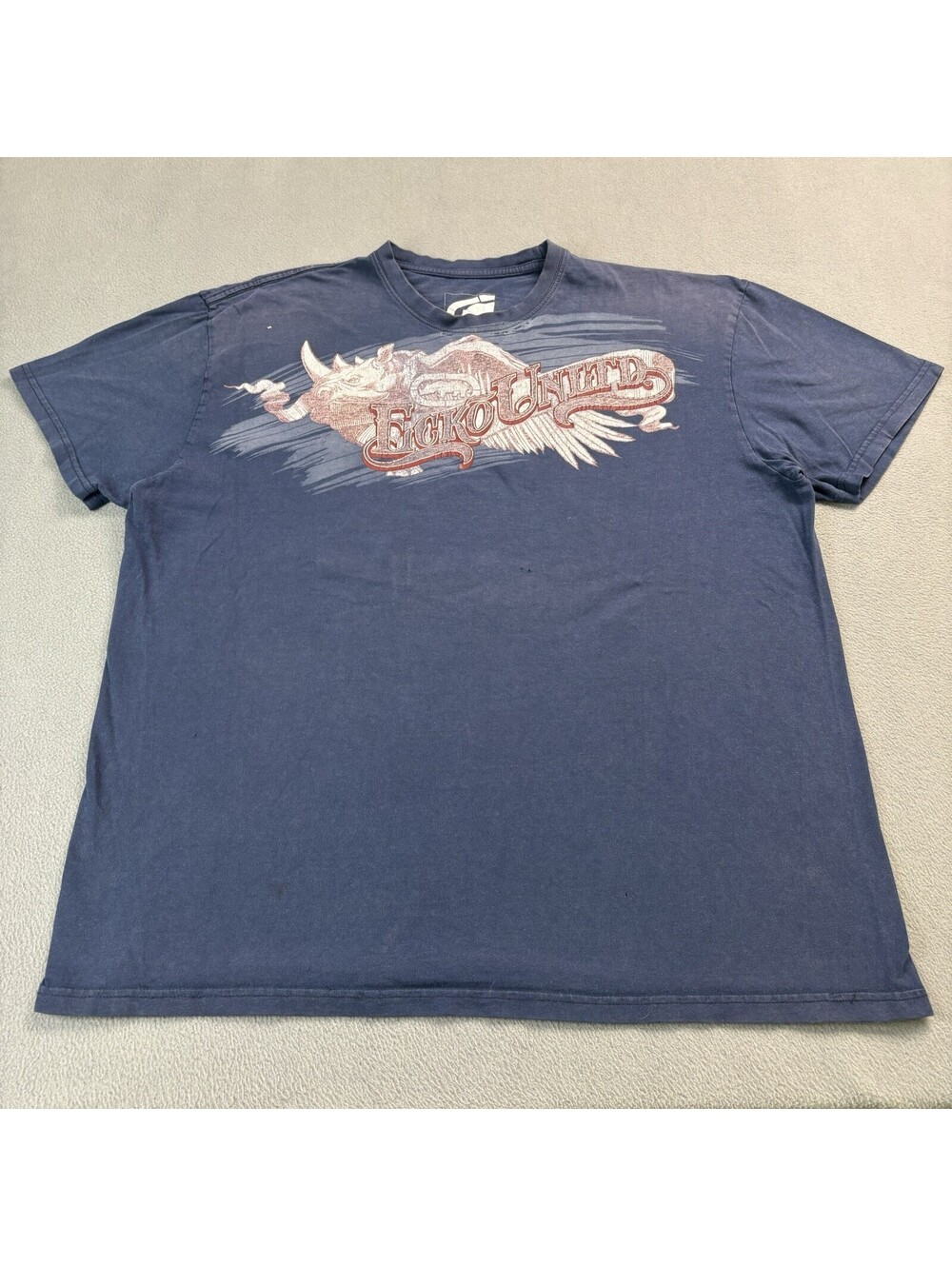 Y2K Ecko Unltd Tribal Rhino T Shirt Size XL Navy Blue
